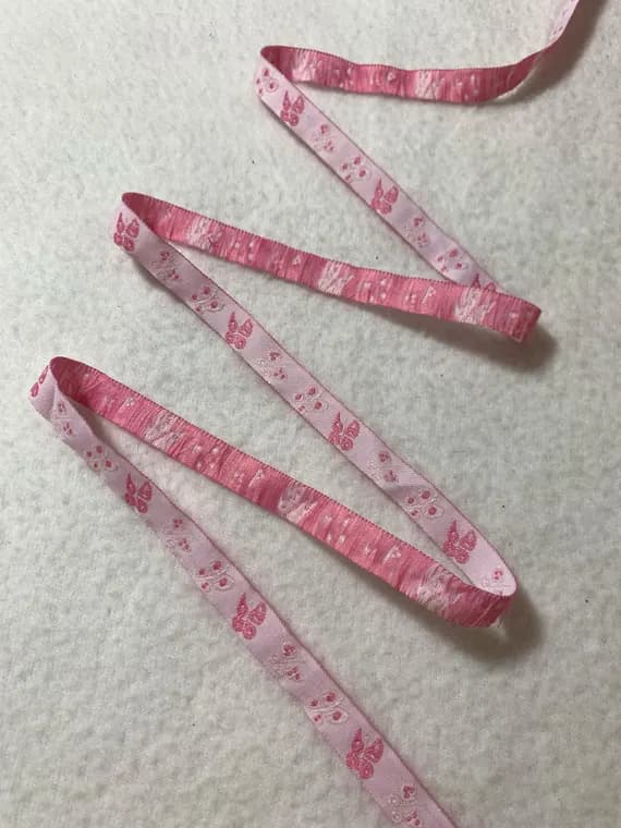 pink none - Vintage Pink Butterflies Jacquard Ribbon 3/8" wide