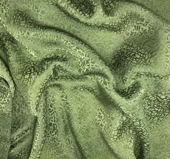 green silk fabric - Hand Dyed Moss Green Pebbles - Silk Jacquard Fabric