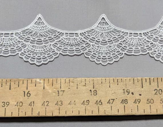 white lace - Fans White - Guipure Bridal Lace (1-7/8" wide)