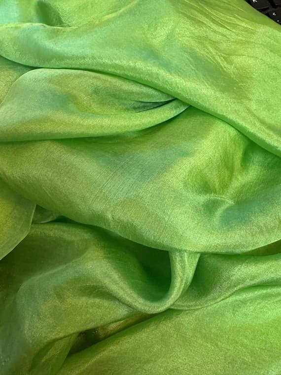 green habotai fabric - Hand Dyed APPLE GREEN China Silk HABOTAI Fabric