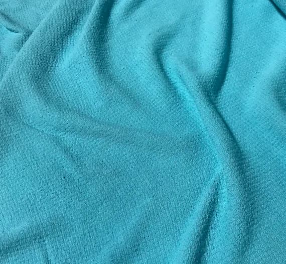 turquoise noil fabric - TURQUOISE Hand Dyed Raw Silk Squares Weave Check NOIL Fabric