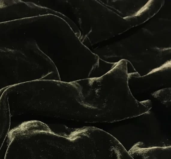 olive velvet fabric - DARK OLIVE GREEN Silk Velvet Fabric
