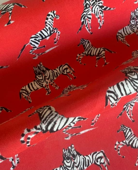 red fabric - Red Carnival Zebra - Novogratz Indoor/Outdoor Canvas Fabric