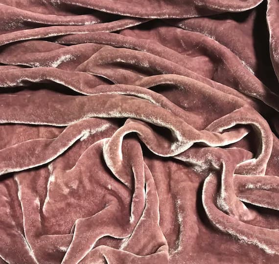 velvet fabric - DUSTY MAUVE Hand Dyed Silk Velvet Fabric