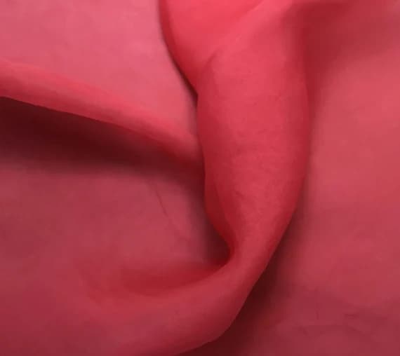 pink organza fabric - Hand Dyed NEON PINK - Silk Organza Fabric