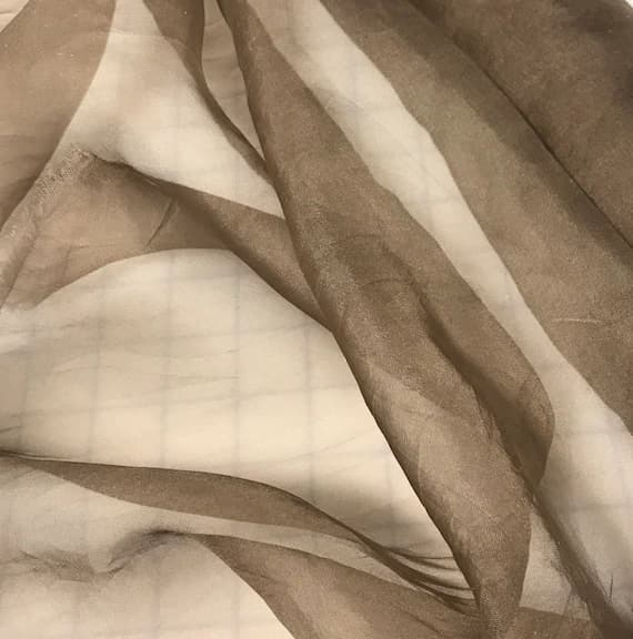 taupe organza fabric - Hand Dyed TAUPE BROWN - Silk Organza Fabric