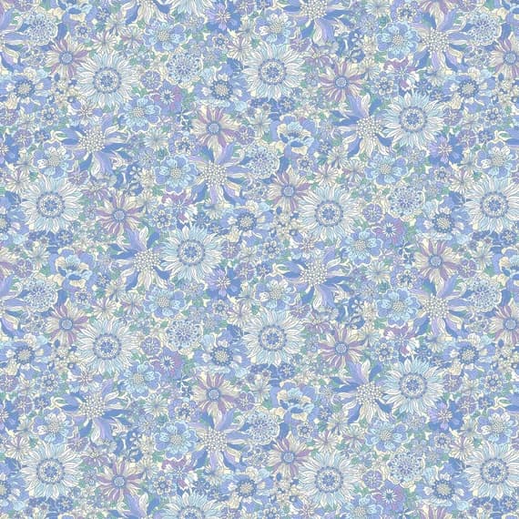 blue cotton fabric - Blue Floral - Yoihana - Cosmo Cotton Broadcloth Fabric