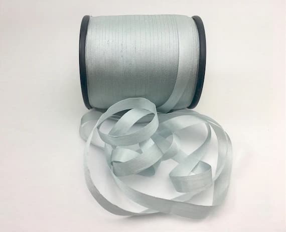 blue none - Pure Silk Embroidery Ribbon Pale Dusty Blue 7mm 1/4" wide Japan -3 Yards-