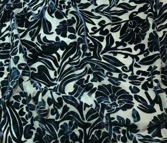 sage velvet fabric - Sage & Teal Green Floral Burnout Hand Dyed Silk Velvet Fabric