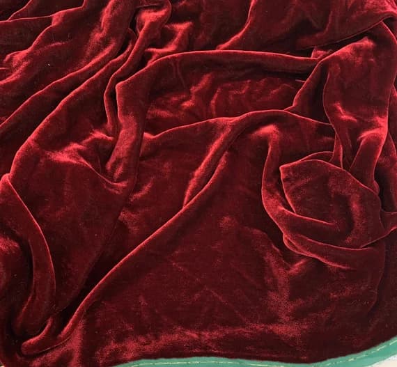 red velvet fabric - Iridescent DARK CHRISTMAS RED Silk Velvet Fabric