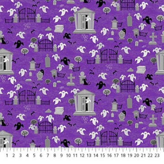 cotton fabric - Nightfall Ghosts - Ghoultide Gathering- by Patrick Lose for Northcott Cotton Fabric