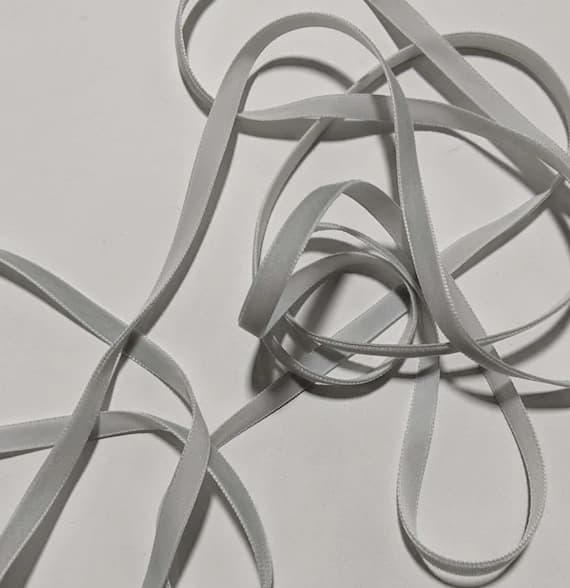 gray none - French VELVET Ribbon GRAY by the yard 3/8 inch