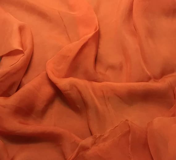 orange chiffon fabric - Hand Dyed PUMPKIN ORANGE Soft Silk Organza Fabric - 54" wide