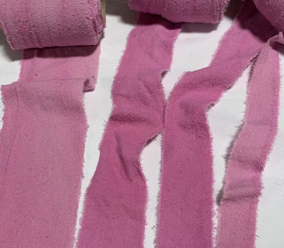 pink none - Hand Dyed Peony Pink 100% Silk Noil Ribbon ( 4 Widths to choose from)