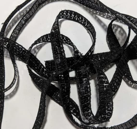 black none - BLACK French Metallic Double Row Sequin Ribbon (10mm/ 3/8" wide)