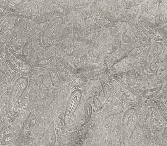 gray silk fabric - Hand Dyed Pearl Gray Paisley - Silk Jacquard Fabric