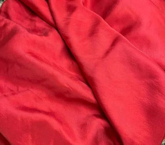 red twill fabric - STRAWBERRY RED Hand Dyed Silk Twill Fabric