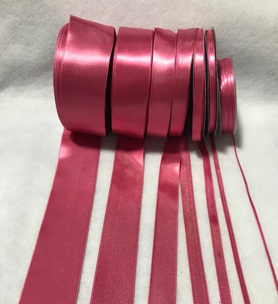 pink none - Rose Pink Double Sided Satin Ribbon - Made in France (7 Widths to choose from)