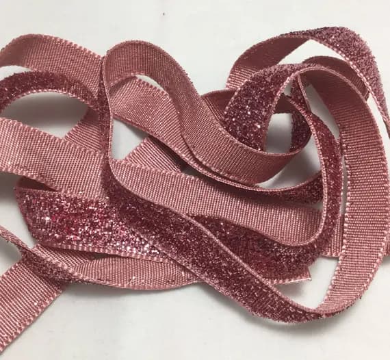 pink none - French VELVET Ribbon Lurex Metallic ROSE PINK by the yard 13mm 1/2 inch