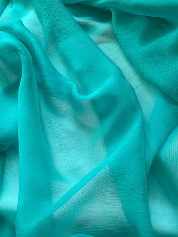 aqua chiffon fabric - Bright Aqua - Crinkle Silk Chiffon Fabric
