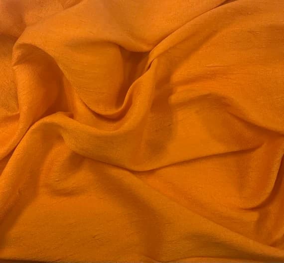 orange dupioni fabric - Hand Dyed Tangerine Orange - Silk Dupioni Fabric