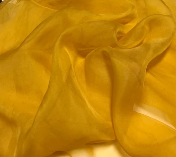 yellow organza fabric - Hand Dyed GOLDEN POPPY YELLOW - Silk Organza Fabric