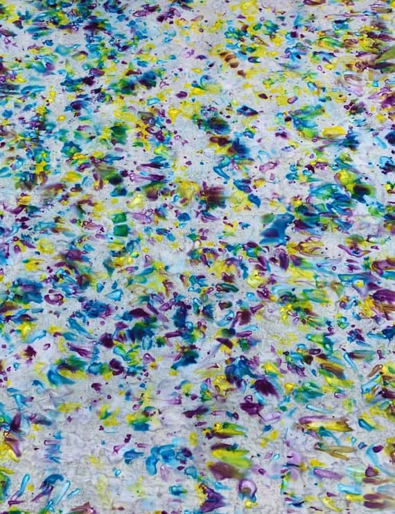 blue cotton fabric - Blue Yellow Purple Ink Blot - Color Me Banyan - Banyan Batiks Studio for Northcott Fabric
