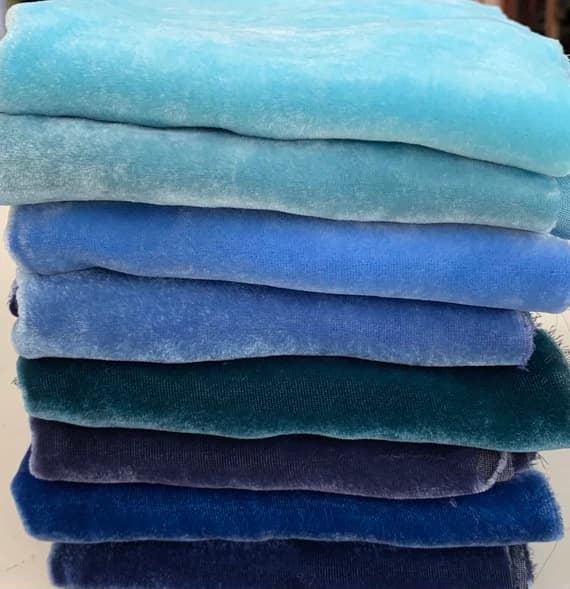 velvet fabric - Big Blues Sample Set - Hand Dyed Silk Velvet Fabric - 1/4 yard by 45" Each