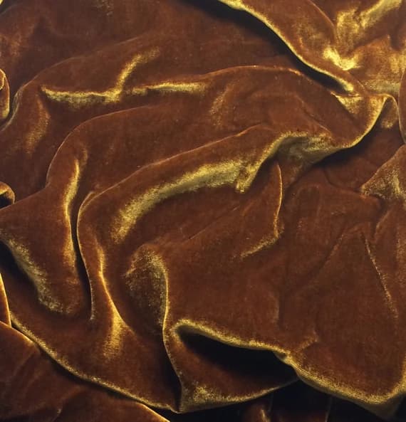 velvet fabric - Iridescent AMBER Silk Velvet Fabric
