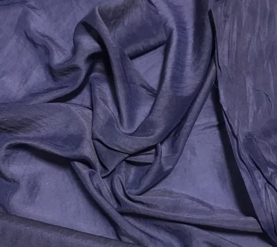 blue silk fabric - Hand Dyed Midnight Blue - Silk/Cotton Voile Fabric