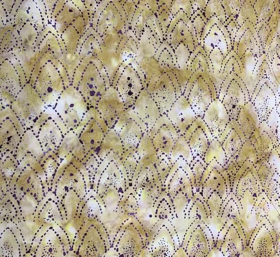 purple cotton fabric - Purple Pointed Scales on Tan - Cranberry Chutney - by Kenna Ogg for Northcott Banyan Batik