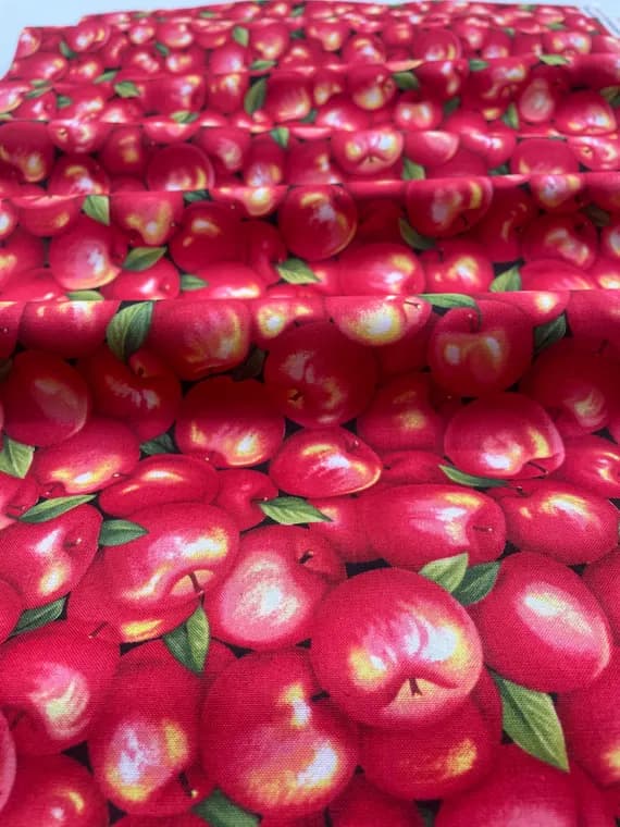 cotton fabric - Apples - Farmer John's Garden Party - Paintbrush Studio 100% Cotton Fabric