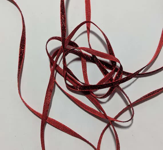 red none - French VELVET Ribbon Lurex Metallic RED 2 yards x 5mm 1/4 inch