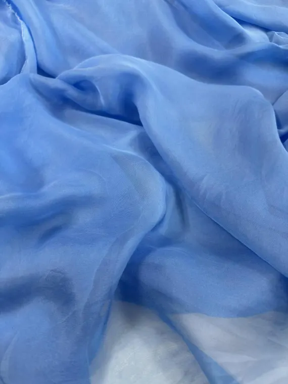 blue chiffon fabric - Hand Dyed CORNFLOWER BLUE Soft Silk Organza Fabric - 54" wide