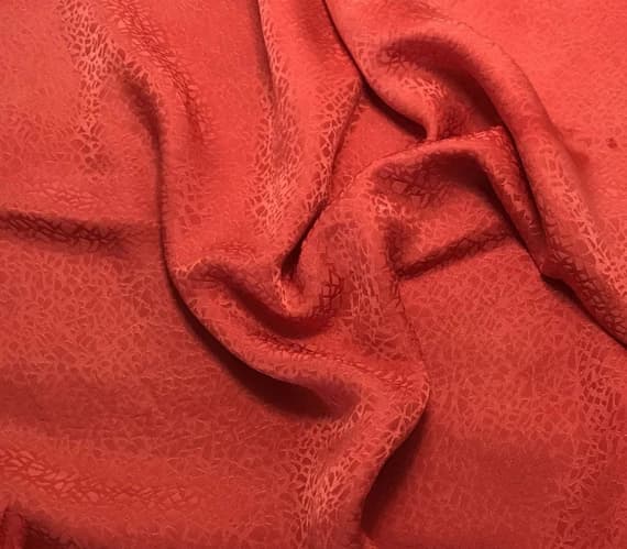 orange silk fabric - Hand Dyed Blood Orange Pebbles - Silk Jacquard Fabric
