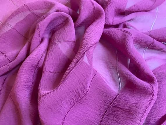 boysenberry chiffon fabric - Boysenberry - Hand Dyed Fagoting in Silk Chiffon Fabric