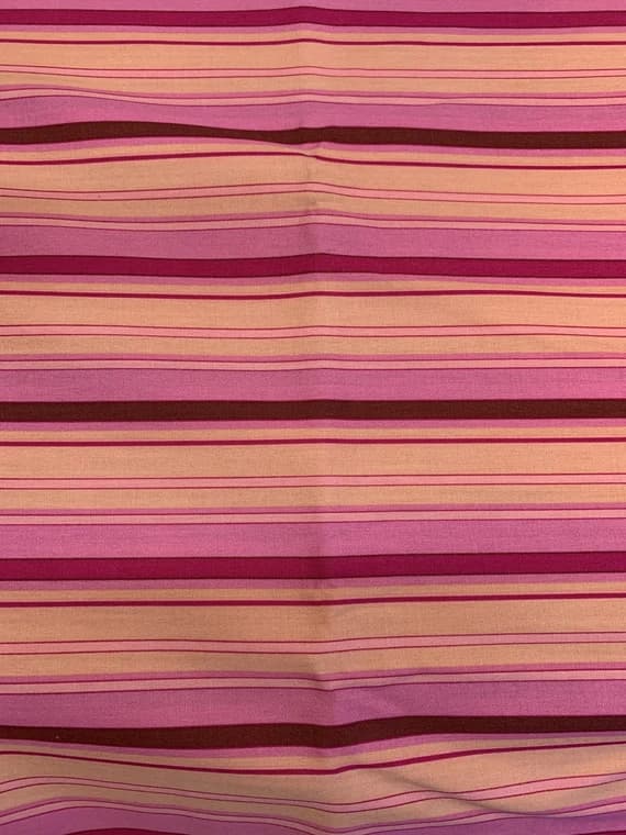 pink cotton fabric - Pink & Orange Sherbet Candy Stripes - Feelings by Art Gallery 100% Cotton Fabric
