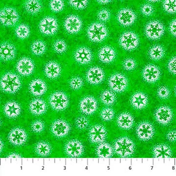 green cotton fabric - Frosted Flakes on Green - Christmas Magic by Patrick Lose for Northcott Cotton Fabric