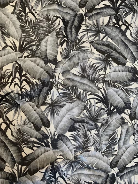 gray cotton fabric - Gray Leaves & Fronds - Mod Tropics - by Paintbrush Studio 100% Cotton Fabric