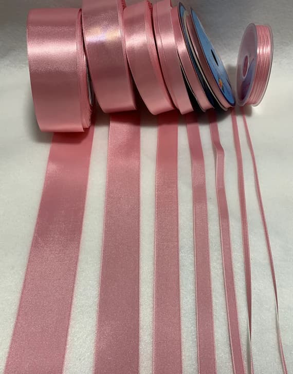 pink none - Pink Double Sided Satin Ribbon - Made in France (7 Widths to choose from)