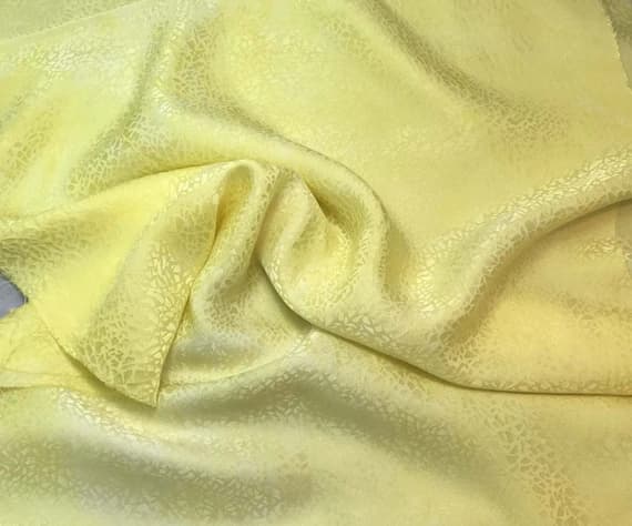 yellow silk fabric - Hand Dyed Sunshine Yellow Pebbles- Silk Jacquard Fabric