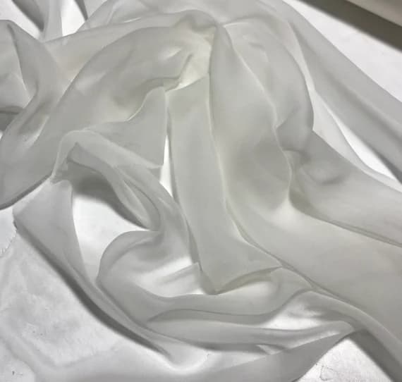 white chiffon fabric - Natural Off White - Silk Chiffon Fabric