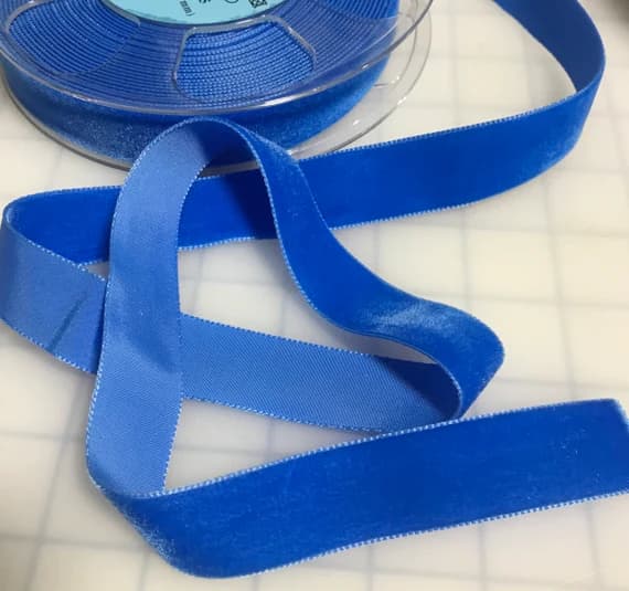 sapphire none - French VELVET Ribbon SAPPHIRE BLUE by the yard 7/8 inch wide