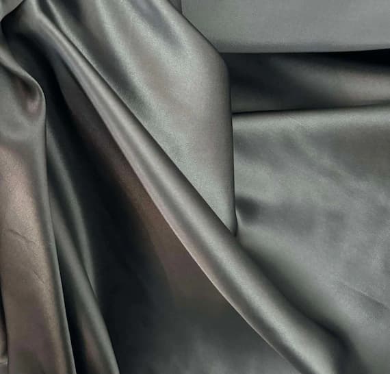 gray charmeuse fabric - Dark Smoke Gray - 100% Silk Charmeuse Fabric