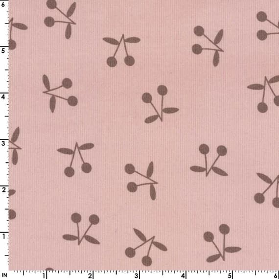 pink cotton fabric - Pink Cherries - Kokka Japan Cotton Corduroy Fabric