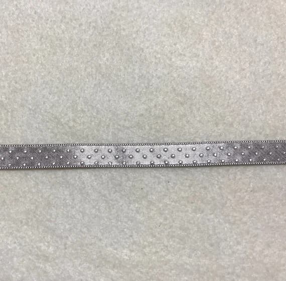 silver none - Silver Gray Metallic Polka Dot Satin Ribbon Trim Made in France 1/2" wide