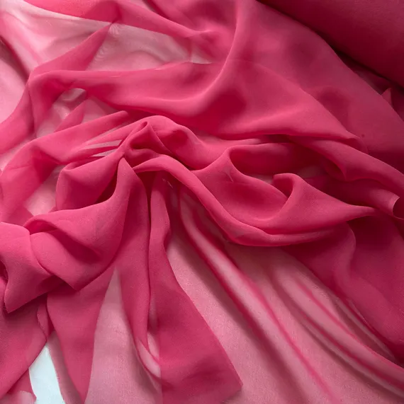 pink chiffon fabric - Rouge Reddish Pink - Silk Chiffon Fabric 8 momme weight
