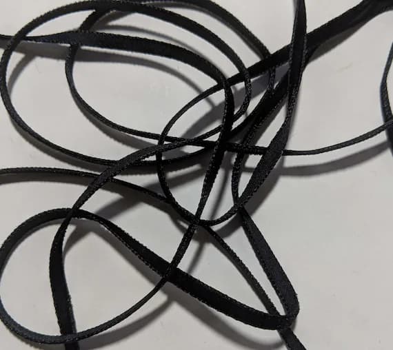 black none - French VELVET Ribbon BLACK by the yard 3/16 inch