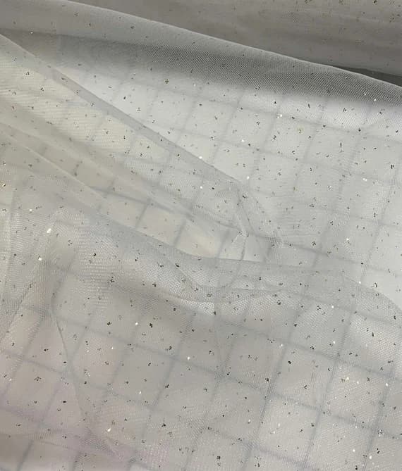 gold tulle fabric - Gold Metallic Glitter Dot Tulle Fabric