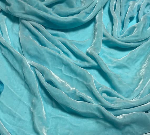 velvet fabric - ROBIN'S EGG Hand Dyed Silk Velvet Fabric